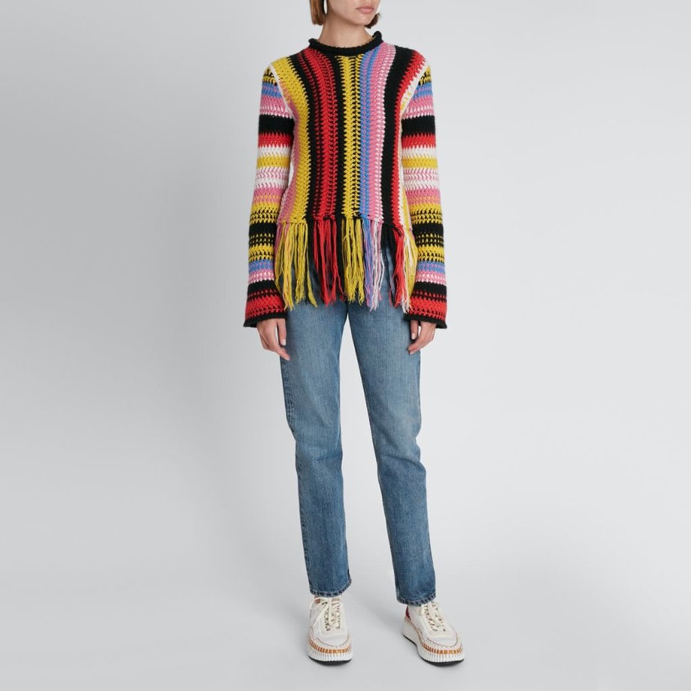 Chloe Pink Crochet Multicoloured Sweater, size Medium (fits size small) - Picture 11 of 12